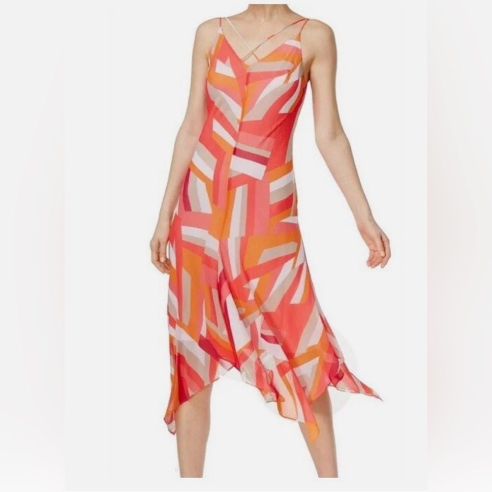 Calvin Klein Orange and Pink Spaghetti Strap Sundress